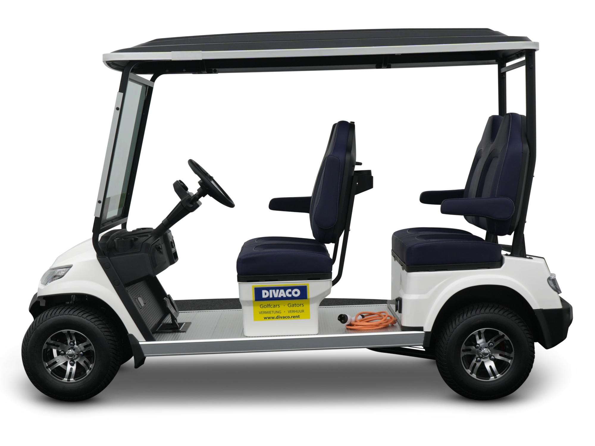 DIVACO.RENT Golfcart 4-Sitzer elektrisch Seitenansicht